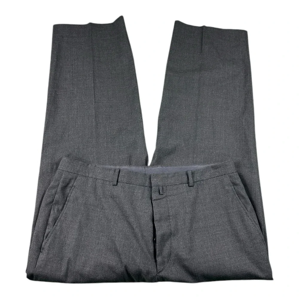 Jil Sander Charcoal Gray Pure Wool Mens Suit 40R Pant 32x29 Tailor Made